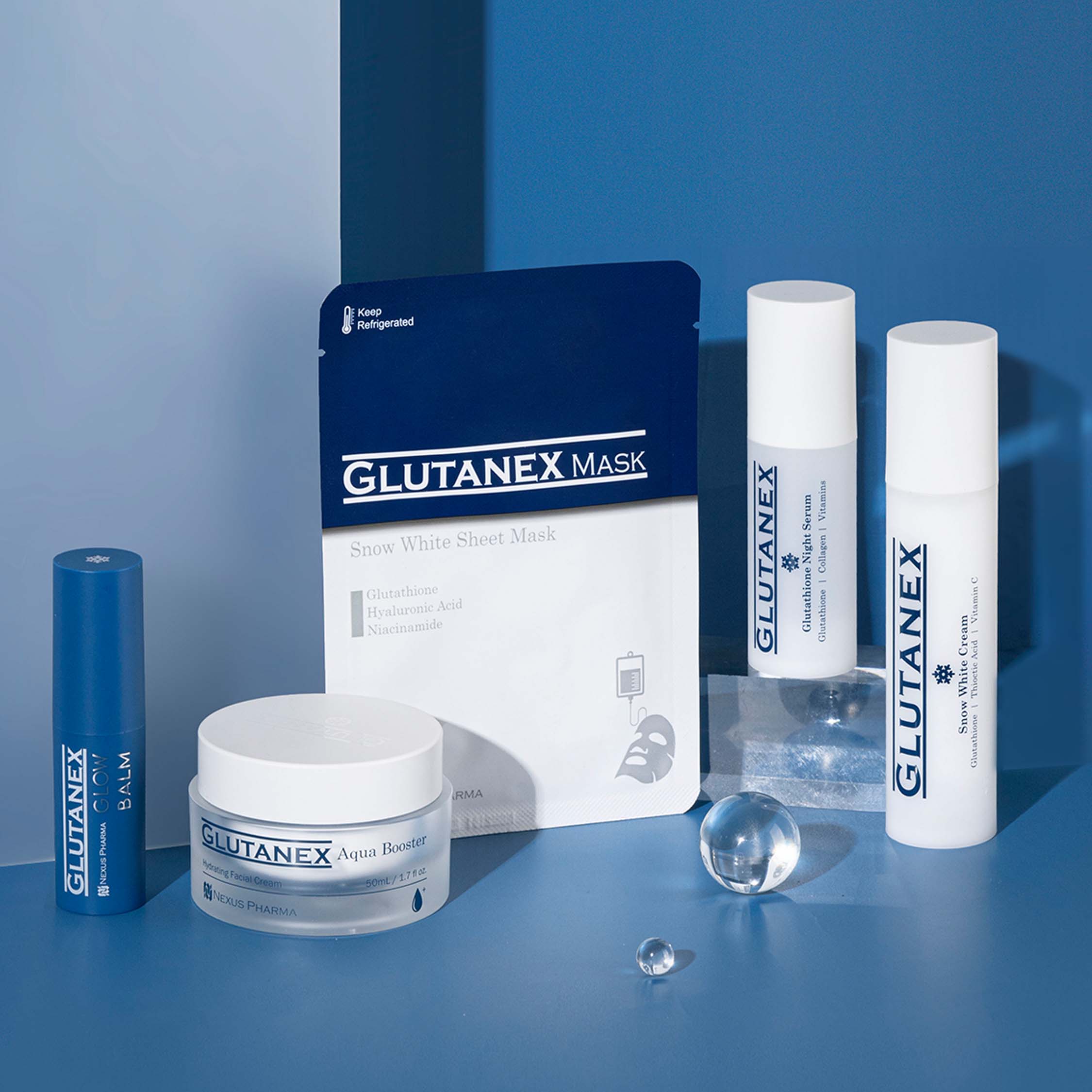 Nexus Pharma's Glutanex Whitening line. Products with Glutathione